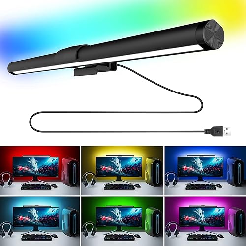 Double Side RGB White Dimmable Adjustable USB Power Monitor Light Bar